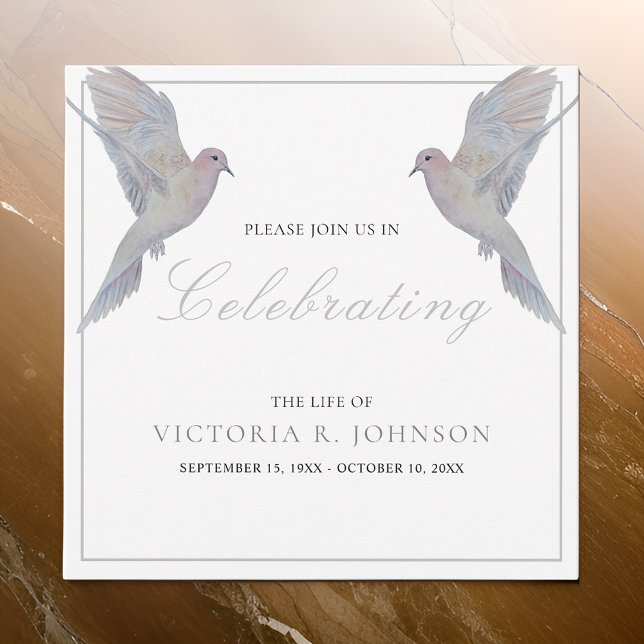 Watercolor Mourning Dove Celebration of Life Invitation (Creator Uploaded)