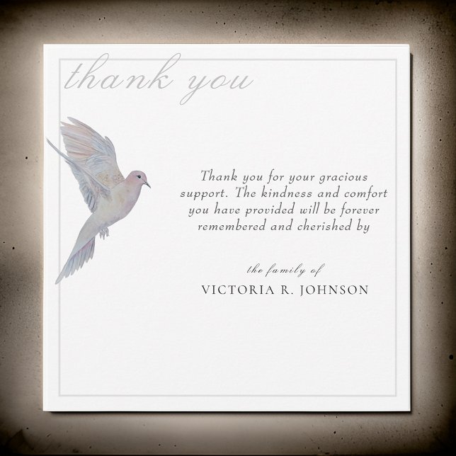 Watercolor Mourning Dove Funeral Thank You Card (Creator Uploaded)