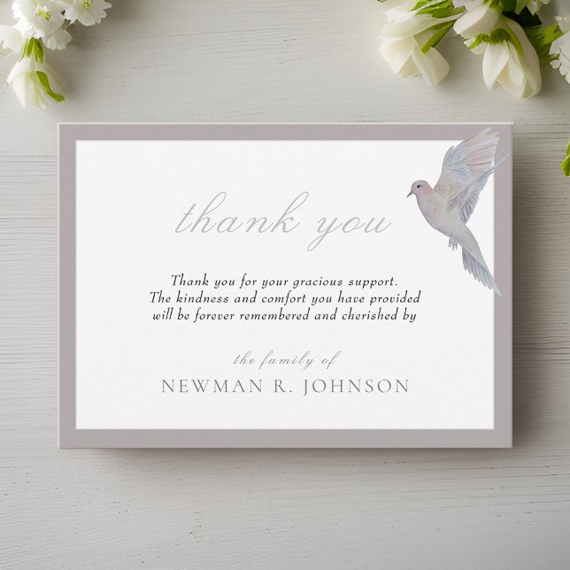 Watercolor Mourning Dove Memorial Thank You Card (Creator Uploaded)