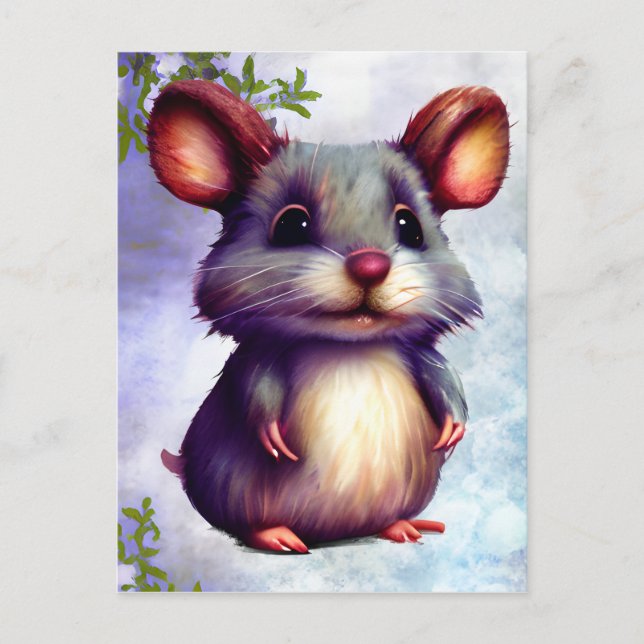 Watercolor Mouse Graphic Postcard (Front)