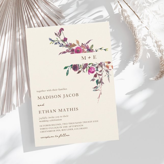 Watercolor Multi Colour Floral  Wedding  Invitation (Creator Uploaded)