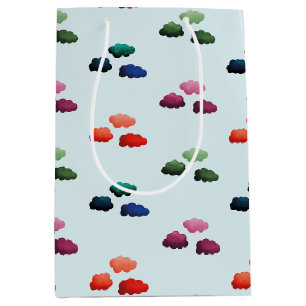 Watercolor multicolored clouds medium gift bag