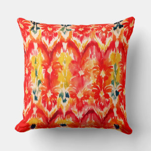 Watercolor Multiple Daisy ikat Pattern Art Cushion
