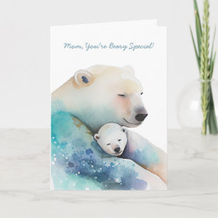 Watercolor Mummy Polar Bear Mother's Day Card