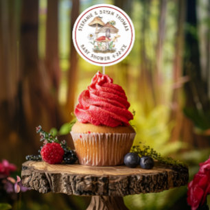 Watercolor Mushroom Baby Shower Sticker   Whimsica