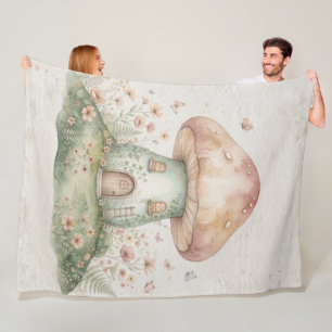 Watercolor Mushroom Blanket for Kids, Cute Woodlan