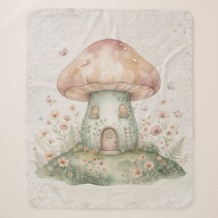 Watercolor Mushroom Blanket for Kids, Cute Woodlan