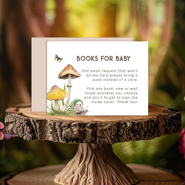 Watercolor Mushroom Books for Baby Card | Woodland (Books for Baby - Baby Shower Request)