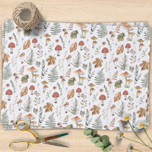 Watercolor Mushroom Botanical Pattern Decoupage Tissue Paper