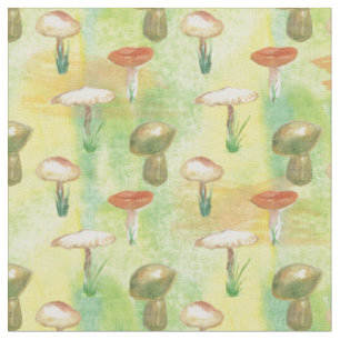 Watercolor mushroom glade fabric