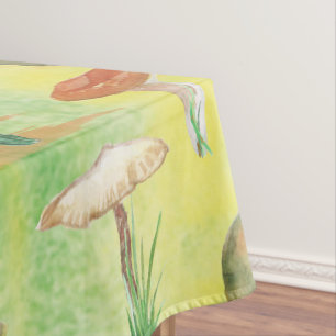 Watercolor mushroom glade tablecloth