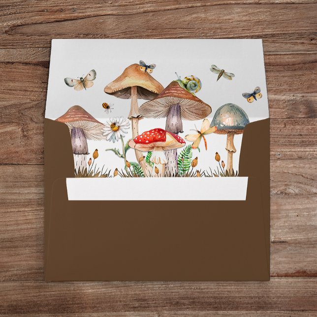 Watercolor Mushroom & Insect Baby Shower Envelope (Mushroom Envelope )