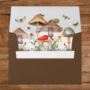 Watercolor Mushroom & Insect Baby Shower Envelope