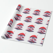 Watercolor Mushroom Pattern Wrapping Paper