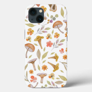 Watercolor Mushrooms and Flowers iPhone 13 Case