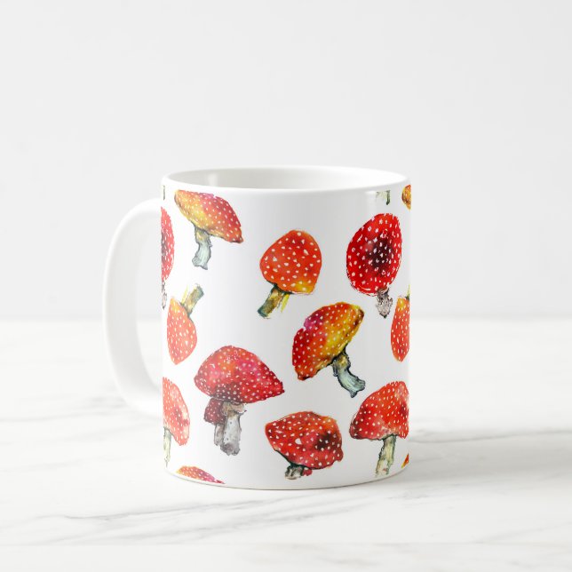 Watercolor mushrooms Cute fall pattern Coffee Mug (Front Left)