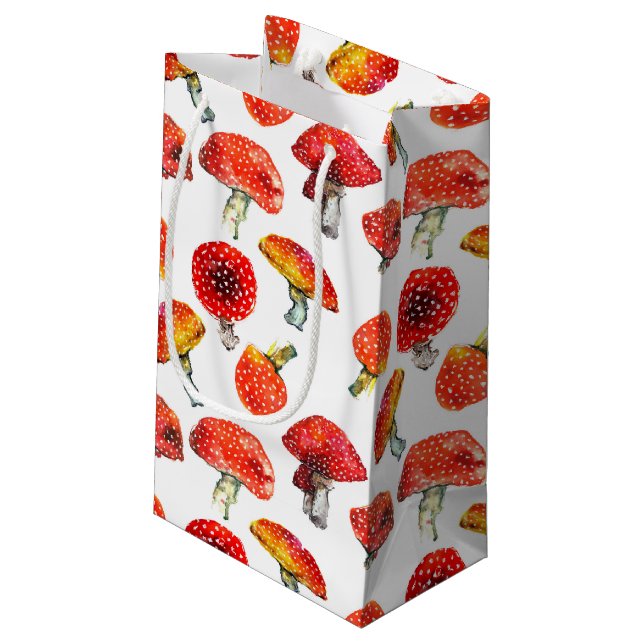 Watercolor mushrooms Cute fall pattern Small Gift Bag (Back Angled)