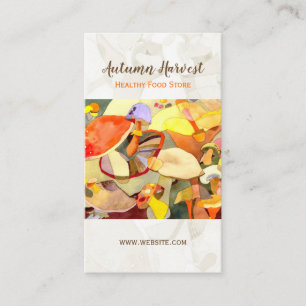 Watercolor Mushrooms Health Food Business Card