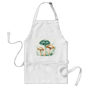 Watercolor Mushrooms with Ferns Standard Apron