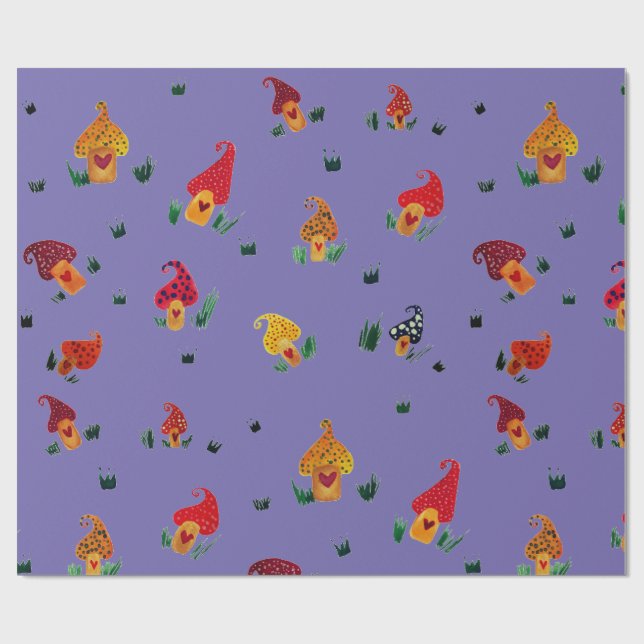 Watercolor mushrooms  Wrapping Paper (Flat)