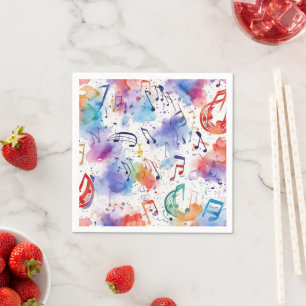 Watercolor musical notes napkin