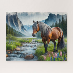 Watercolor Mustang Horse  Jigsaw Puzzle