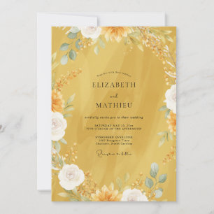 Watercolor Mustard Wildflower Wedding Invitation