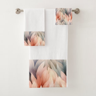 Watercolor Muted Pastel Leaf Pattern Spring  Bath Towel Set