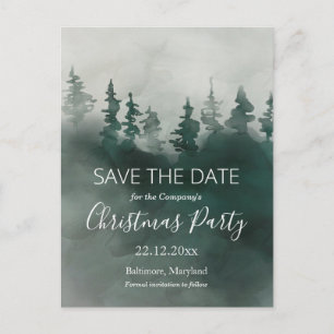 Watercolor Mystic Winter Forest Christmas Party Announcement Postcard