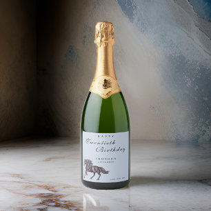 Watercolor Mystical Horse ANY Adult Birthday Party Sparkling Wine Label