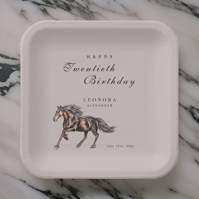 Watercolor Mystical Horse ANY Birthday Party Paper Plate (Creator Uploaded)