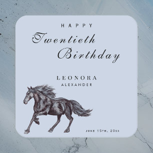 Watercolor Mystical Horse ANY Birthday Party Square Paper Coaster