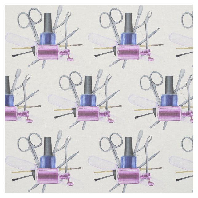 Watercolor Nail Polish Beauty Salon Nails Fabric (Swatch)