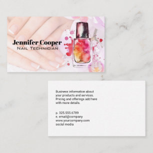 Watercolor Nail Polish   Manicured Hands Business Card