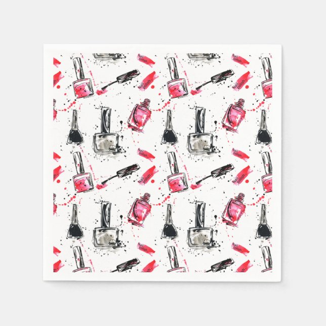 Watercolor Nail Polish Pattern Napkin (Front)