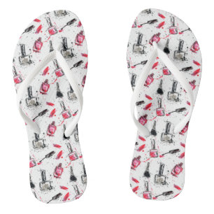 Watercolor Nail Polish Pattern Thongs