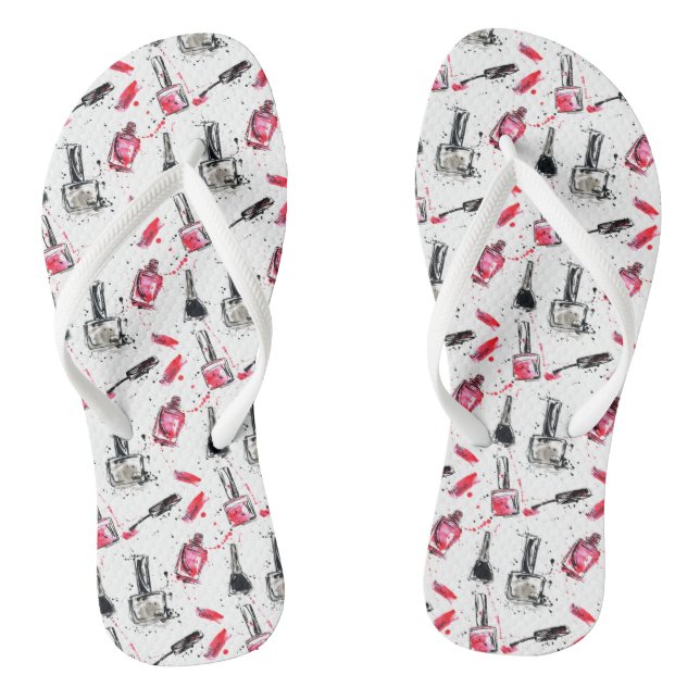Watercolor Nail Polish Pattern Thongs (Footbed)
