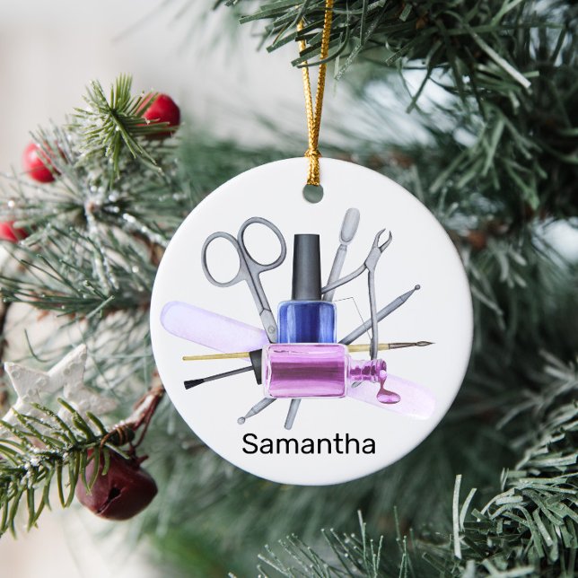 Watercolor Nail Salon Personalised Nail Polish Ceramic Ornament (Creator Uploaded)