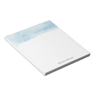 Watercolor Name Blue Script Minimalist Notepad