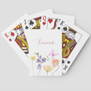 Watercolor Name Wildflower Minimalistic Boho Playing Cards