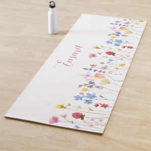 Watercolor Name Wildflower Minimalistic Boho  Yoga Mat