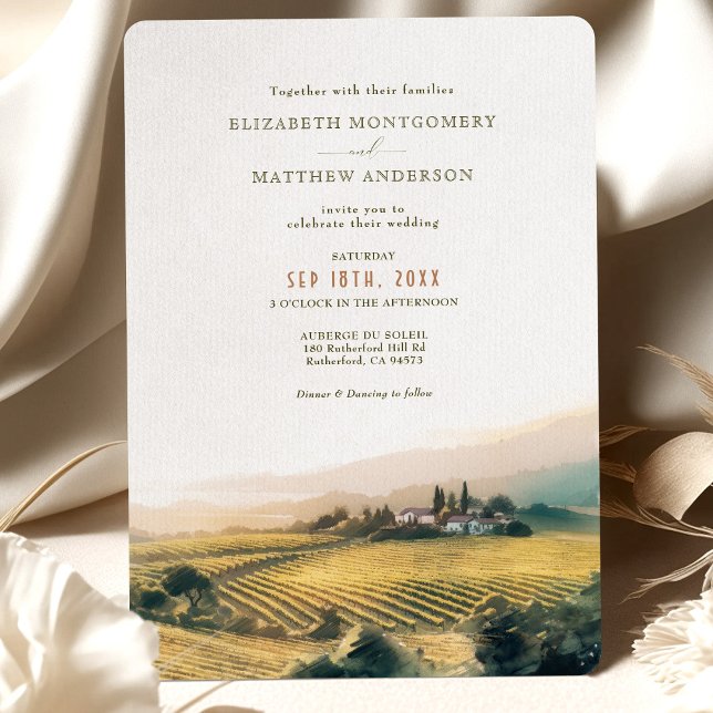 Watercolor Napa Sonoma Valley Wedding Invitation (Creator Uploaded)