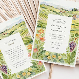 Watercolor Napa Valley Vineyard Wedding Invitation