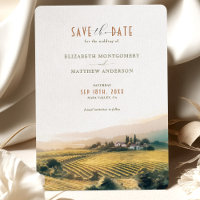 Watercolor Napa Valley Vineyards Save the Date