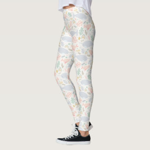 Watercolor Narwhal & Seal Pattern Leggings