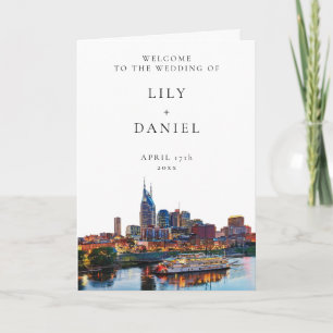 Watercolor Nashville Elegant Wedding Folded Program