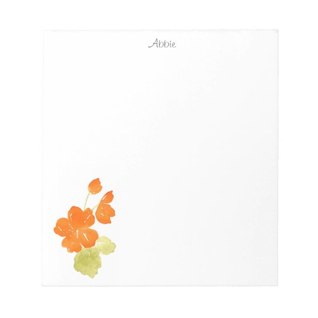 Watercolor Nasturtiums  Notepad (Front)
