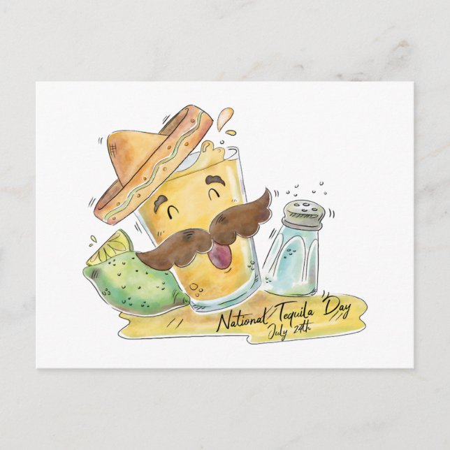 Watercolor National Tequila Day Postcard (Front)