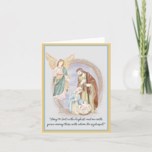 Watercolor nativity and Angel custom Holiday Card