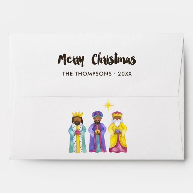 Watercolor Nativity Christmas Envelope (Back (Top Flap))